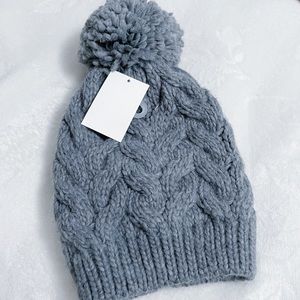 Gray Knit Pom Beanie